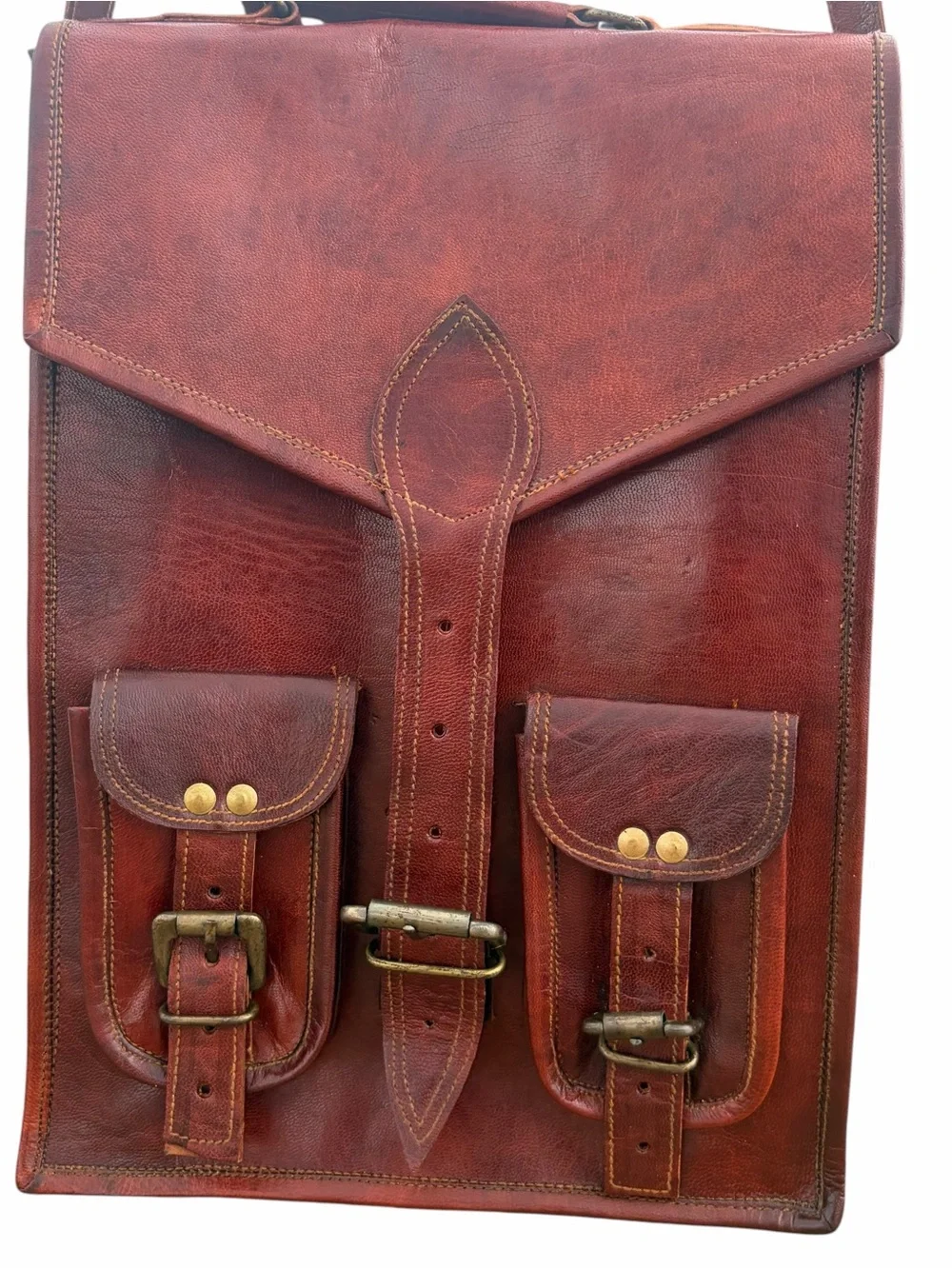 VINTAGE RUSTIC LEATHER SATCHEL CROSSBODY BAG